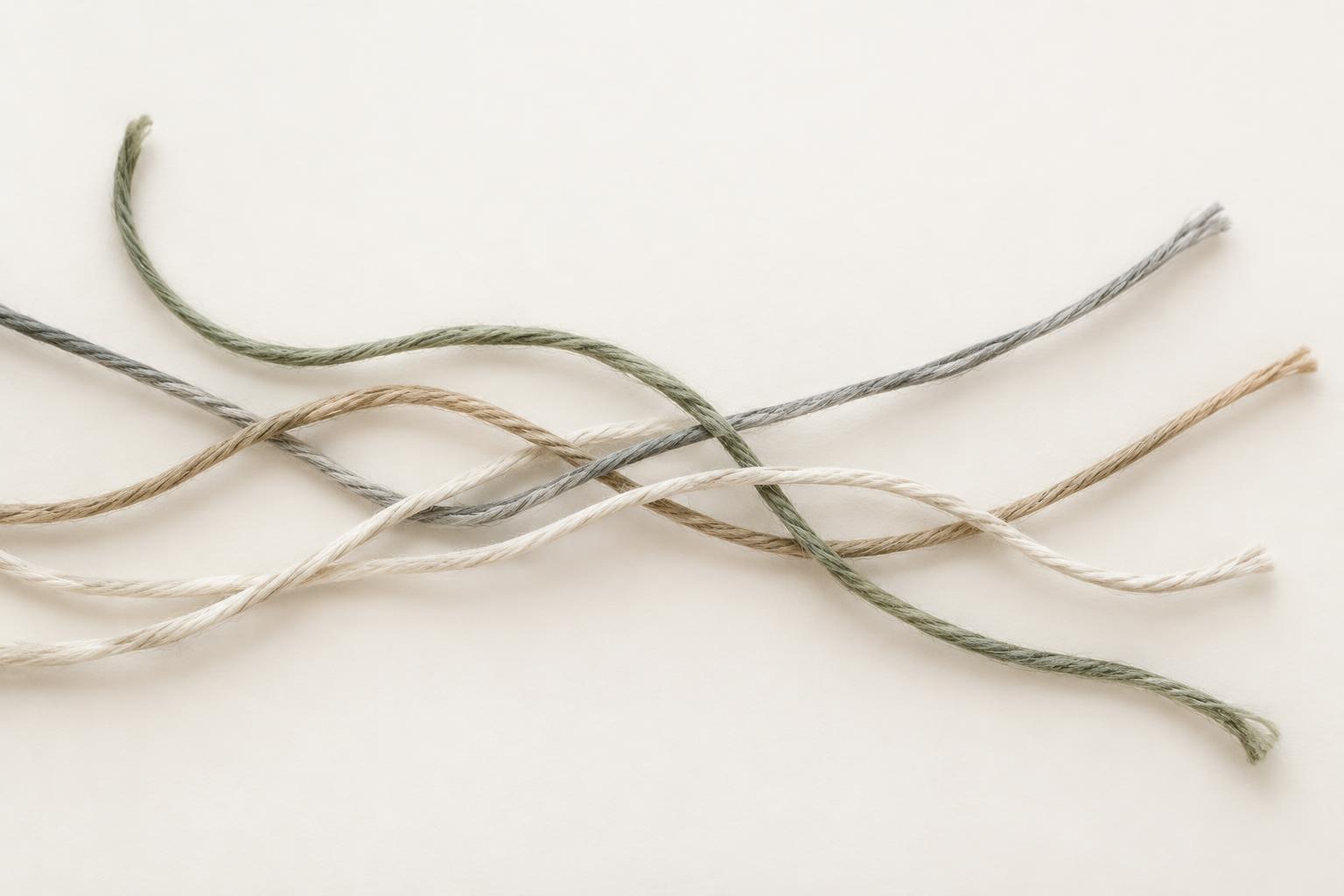 Distinct threads loosely crossing, each retaining its own shape